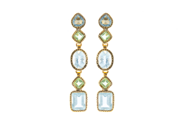 Peridot and Aquamarine with Brushed 18K Gold Vermeil