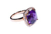 18K Rose Gold Cushion Cut Amethyst with Diamonds