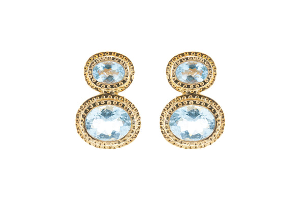 Double Aquamarine Stones set in 18K Gold Vermeil