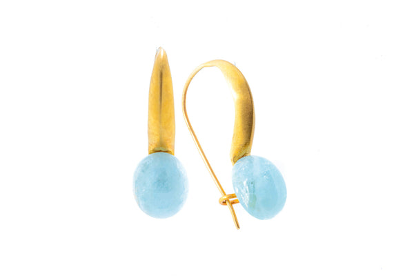 Milky Aquamarine in Silver with 18K Gold Brushed Vermeil