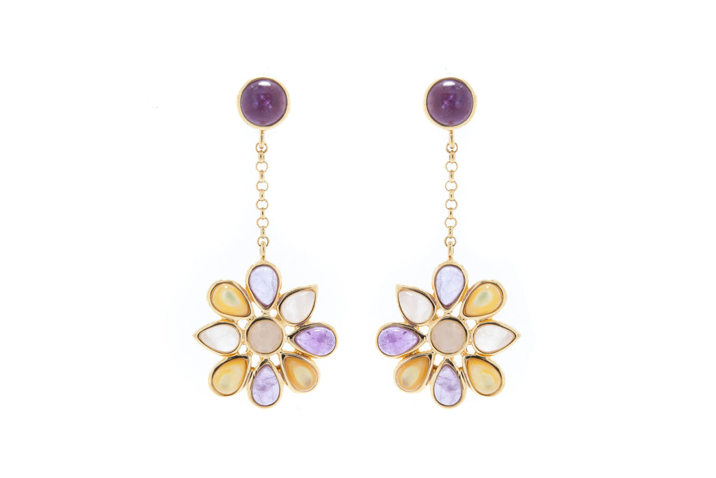 Golden and White Mother of Pearl with Amethyst