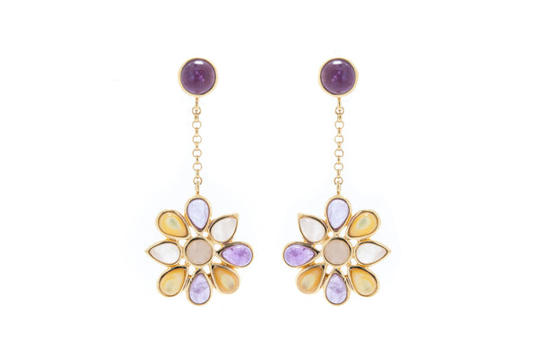 Golden and White Mother of Pearl with Amethyst