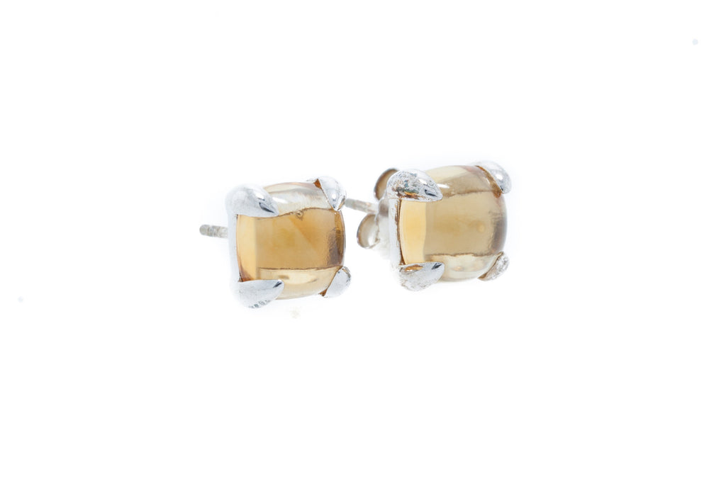 Citrine Cabochon on Silver with 18K White Gold