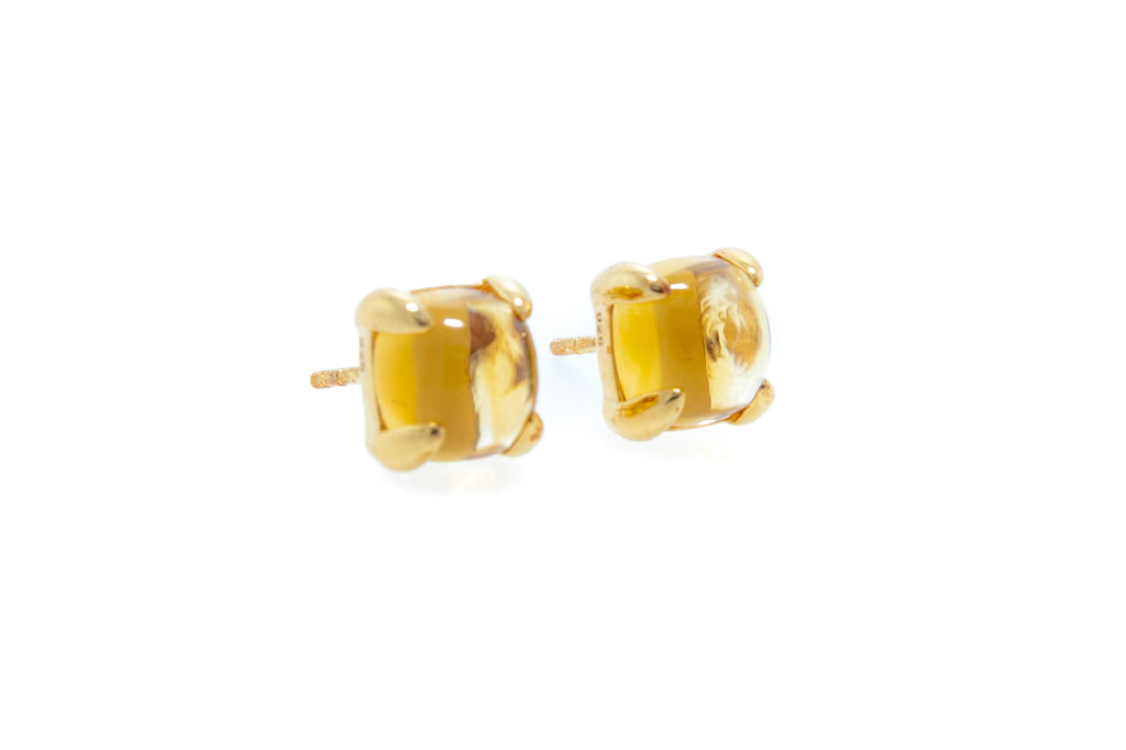 Citrine Cabochon on Silver with 18K Gold Vermeil
