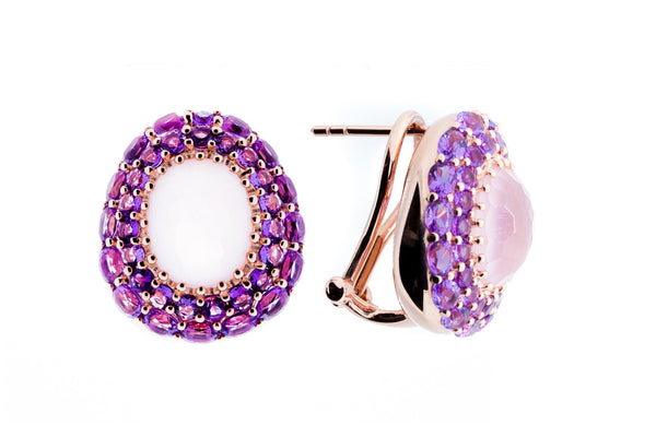 Rose Quartz Center Stone surrounded by Faceted Amethyst
