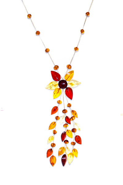 Multi Coloured Amber Fashioned in Floral Design