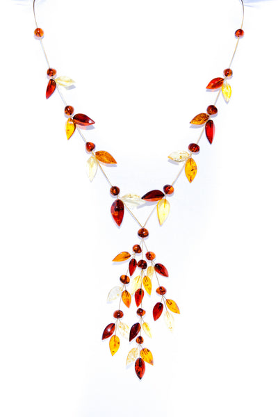 Multi Coloured Amber Fashioned in Leaf Design